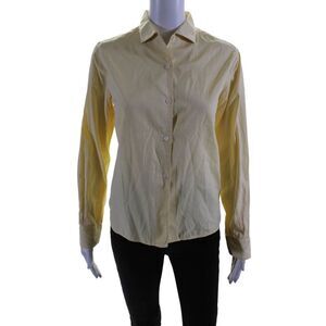 Flat Iron Workshop Womens Button Front Long Sleeve Collared Shirt Yellow Size 1